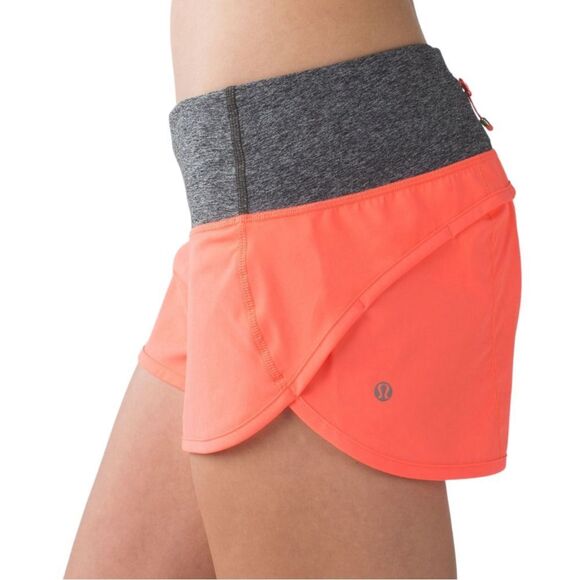Lululemon Run: Speed Short *Block-It Pocket Grapefruit/Heathered Black | Size 6 - Picture 3 of 14